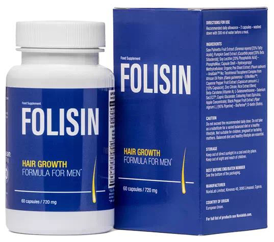 Confezione di Folisin: Integratore anticaduta per la crescita dei capelli maschili