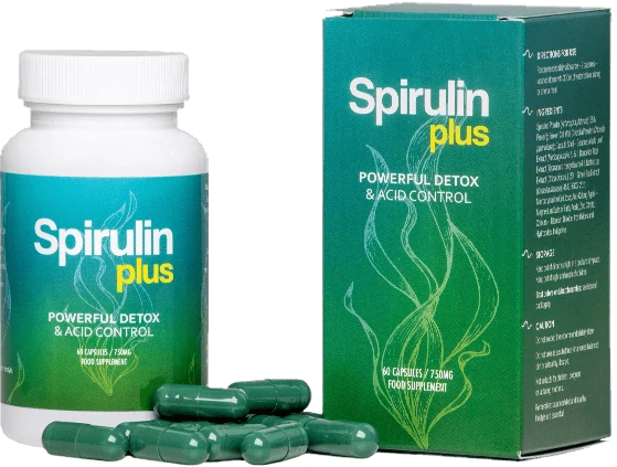 Confezione di Spirulin Plus, integratore per deacidificare, disintossicare e ridurre la ritenzione idrica.